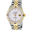 Image 3 : Rolex Men's Two Tone MOP Diamond & Ruby Set Datejust Wristwatch Oyster Perpetual