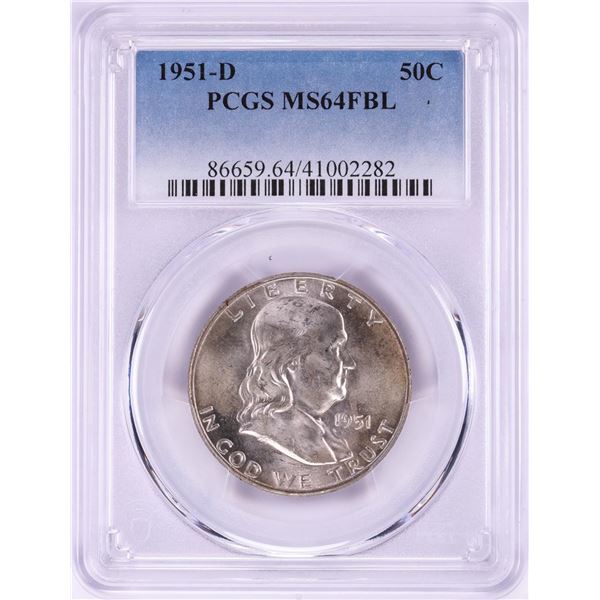 1951-D Franklin Half Dollar Coin PCGS MS64FBL
