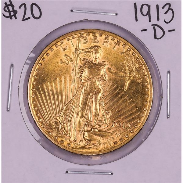 1913-D $20 St. Gaudens Double Eagle Gold Coin