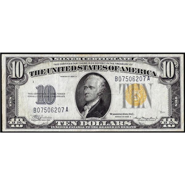 1934A $10 North Africa WWII Emergency Issue Silver Certificate Note