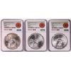 Image 1 : Lot of (3) 1979Mo Mexico 1 Onza Silver Coins NGC MS62