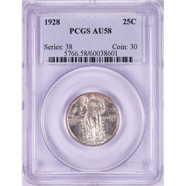 1927 Standing Liberty Quarter Coin PCGS AU58