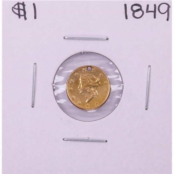 1849 Type 1 $1 Liberty Head Gold Dollar Coin w/ Hole