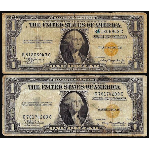 Lot of (2) 1935A $1 North Africa WWII Emergency Issue Silver Certificate Notes