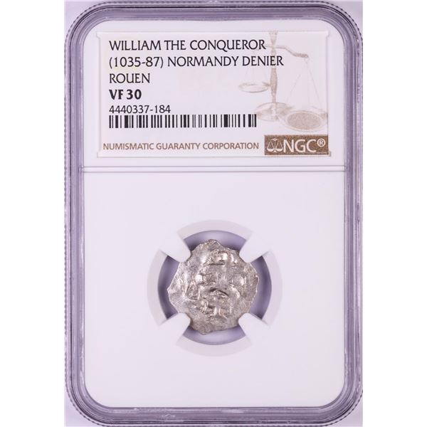 1035-87 William The Conqueror Normandy Rouen Denier Coin NGC VF30