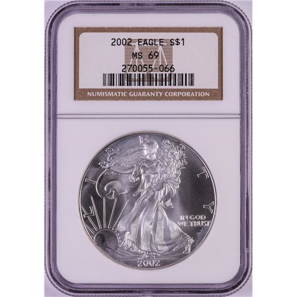 2002 $1 American Silver Eagle Coin NGC MS69