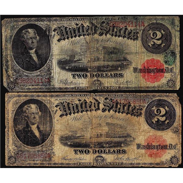 Lot of (2) 1917 $2 Legal Tender Notes