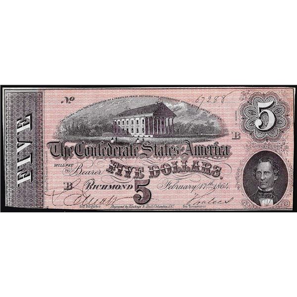 1864 $5 Confederate States of America Note