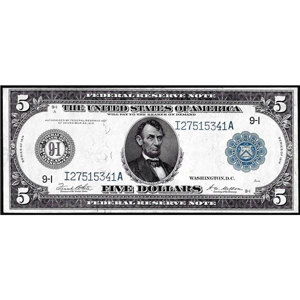 1914 $5 Federal Reserve Note Minneapolis