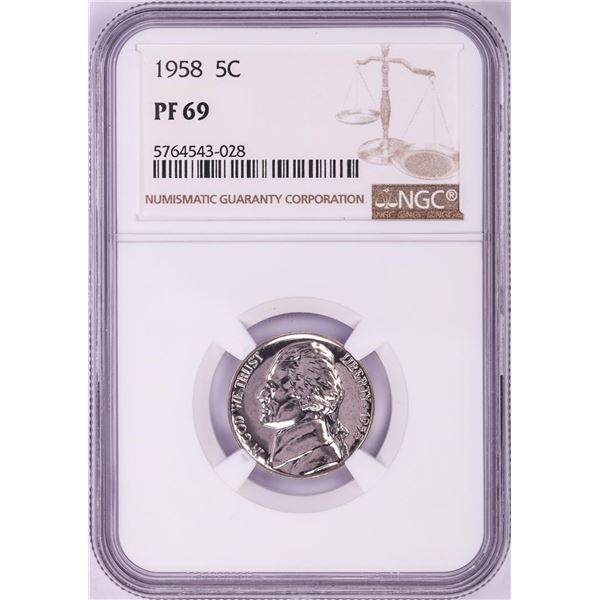 1958 Proof Jefferson Nickel Coin NGC PF69