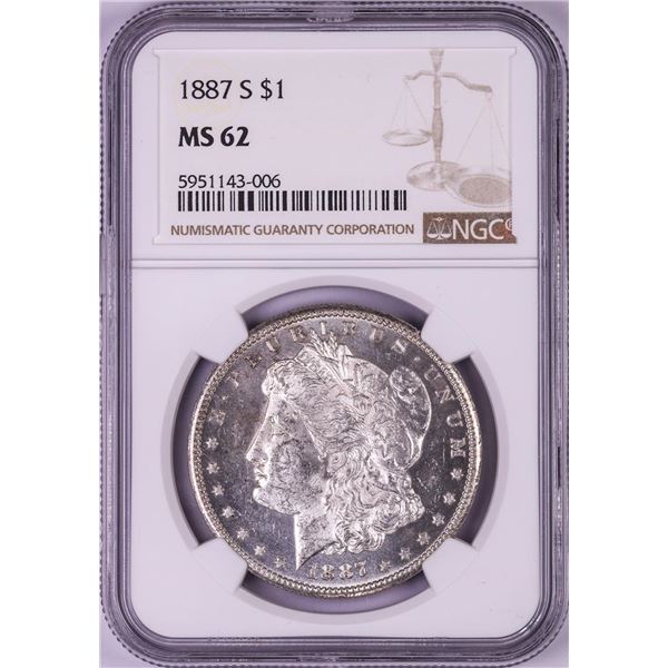 1887-S $1 Morgan Silver Dollar Coin NGC MS62