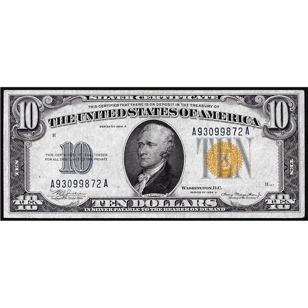 1934A $10 North Africa WWII Emergency Issue Silver Certificate Note