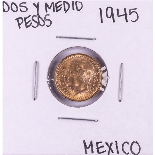1945 Mexico Dos Y Medio Pesos Gold Coin