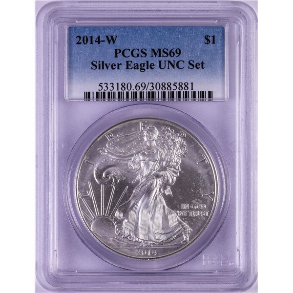 2014-W $1 Burnished American Silver Eagle Coin PCGS MS69