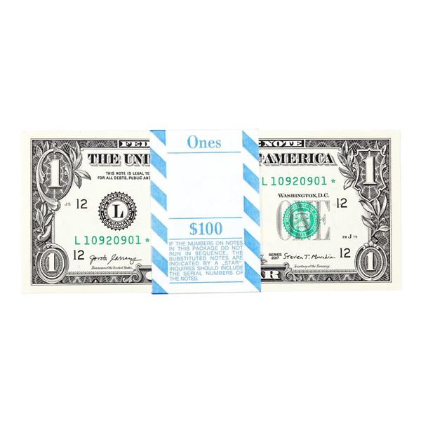Pack of (100) Consecutive 2017 $1 Federal Reserve STAR Notes San Francisco