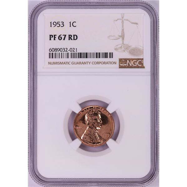 1953 Proof Lincoln Wheat Cent Coin NGC PF67RD