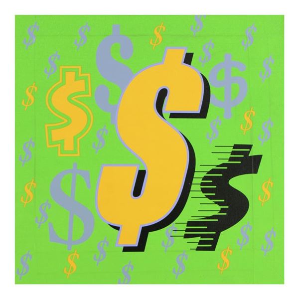 Steve Kaufman (1960-2010) "Dollar Signs (Green Italic)" Original Serigraph On Canvas