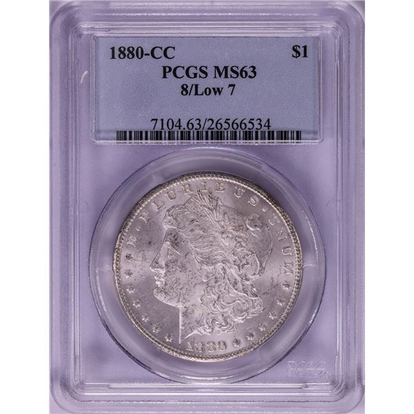 1880-CC 8/Low 7 $1 Morgan Silver Dollar Coin PCGS MS63