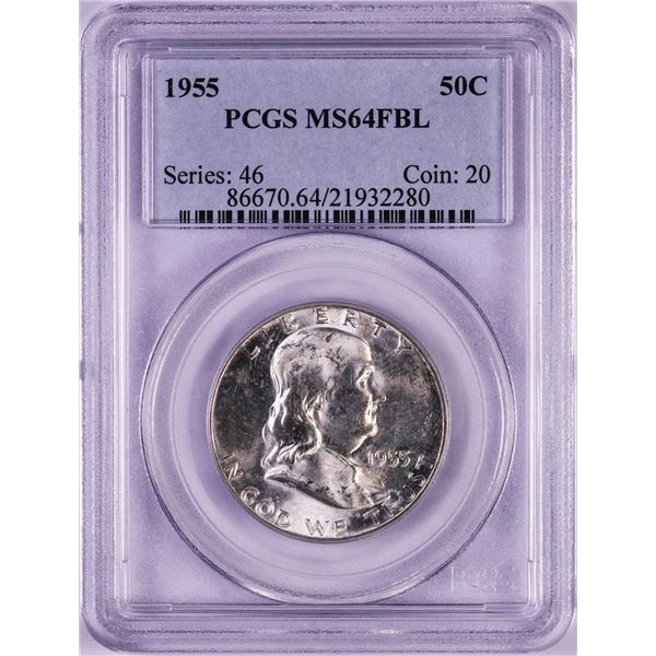 1955 Franklin Half Dollar Coin PCGS MS64FBL