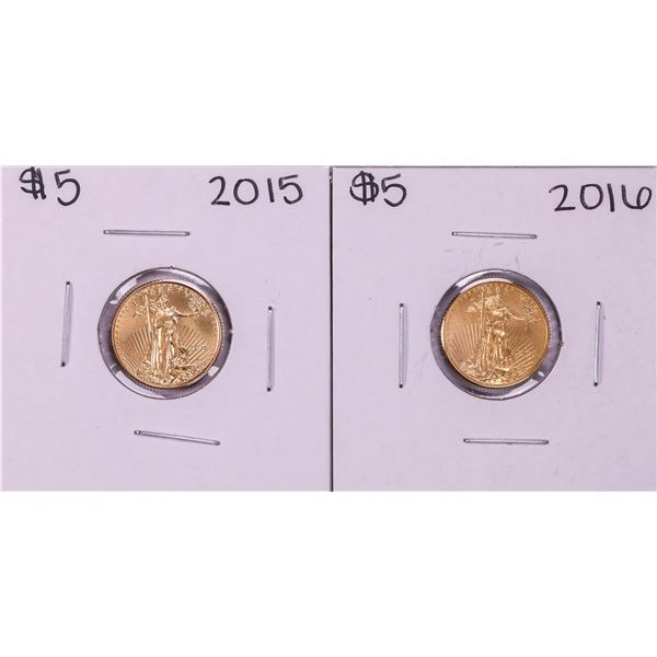 Lot of 2015-2016 $5 American Gold Eagle Coins