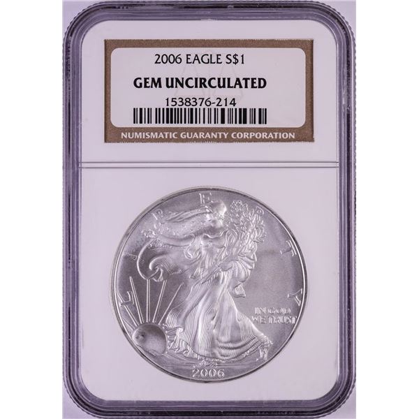 2006 $1 American Silver Eagle Coin NGC Gem Uncirculated