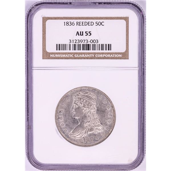 1836 Reeded Edge Capped Bust Half Dollar Coin NGC AU55