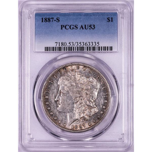 1887-S $1 Morgan Silver Dollar Coin PCGS AU53