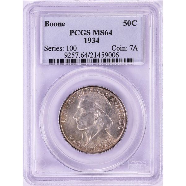1934 Boone Commemorative Half Dollar Coin PCGS MS64