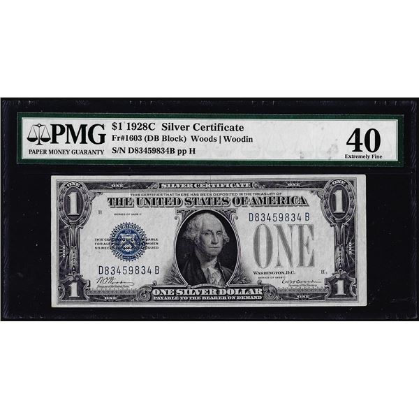 1928C $1 Silver Certificate Note Fr.1603 PMG Choice Extremely Fine 40