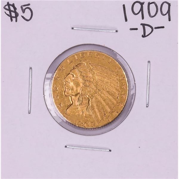 1909-D $5 Indian Head Half Eagle Gold Coin