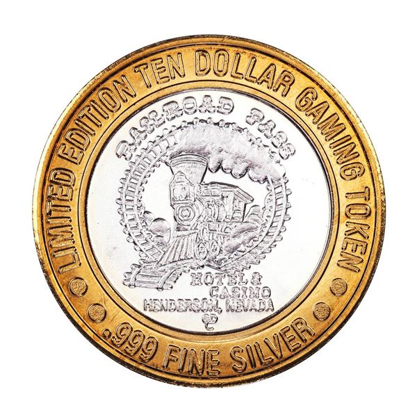 .999 Silver Railroad Pass Casino Henderson, Nevada $10 Limited Edition Gaming Token