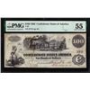 Image 1 : 1862 $100 Confederate States of America Note T-39 PMG About Uncirculated 55