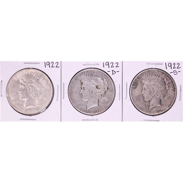 Lot of 1922-P/D/S $1 Peace Silver Dollar Coins