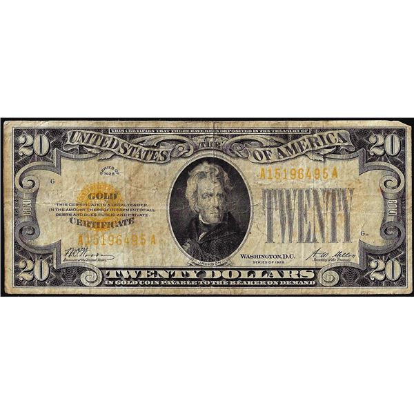 1928 $20 Gold Certificate Note