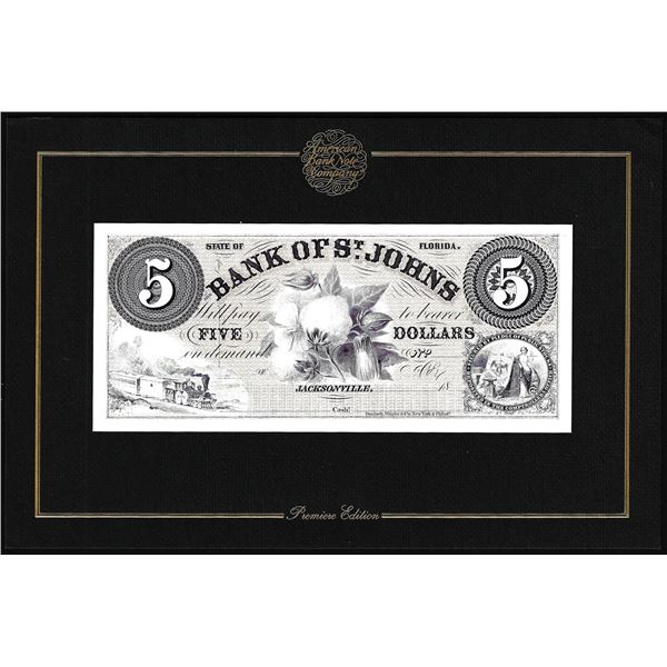 1994 American Bank Note Company Intaglio Print Bank of St. Johns Jacksonville, FL