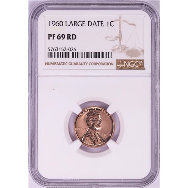 1960 Large Date Proof Lincoln Memorial Cent Coin NGC PF69RD