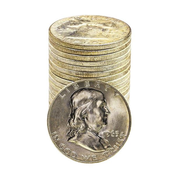Roll of (20) Brilliant Uncirculated 1963-D Franklin Half Dollar Coins