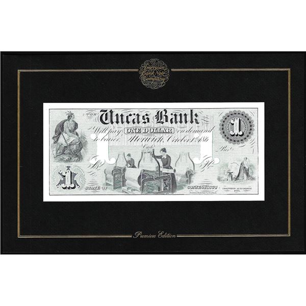 1994 American Bank Note Company Intaglio Print Uncas Bank Connecticut