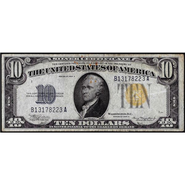 1934A $10 North Africa WWII Emergency Issue Silver Certificate Note