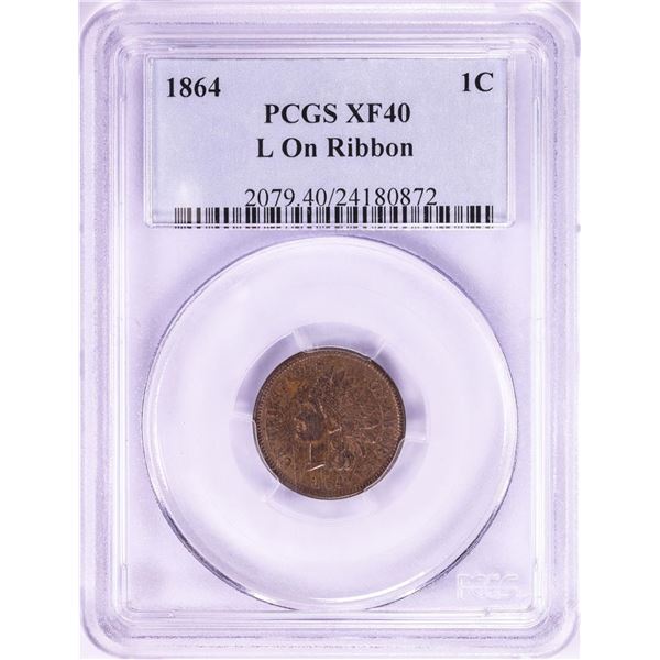 1864 L on Ribbon Indian Head Cent Coin PCGS XF40