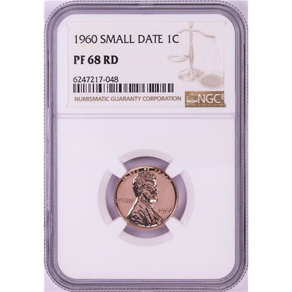1960 Small Date Proof Lincoln Memorial Cent Coin NGC PF68RD