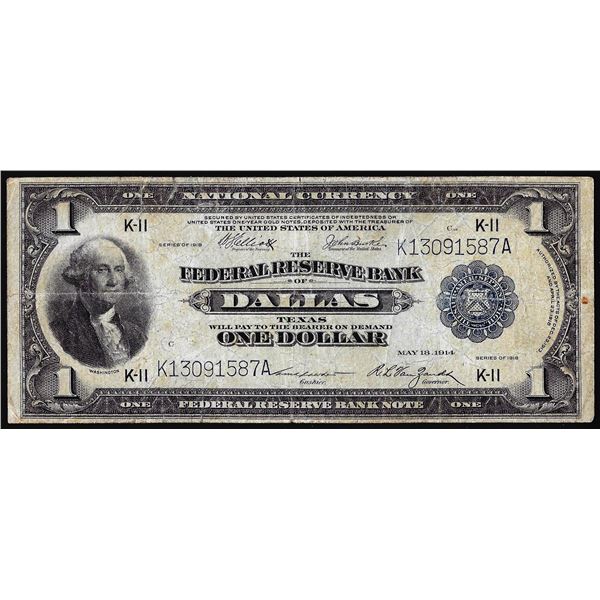 1918 $1 Federal Reserve Bank Note Dallas