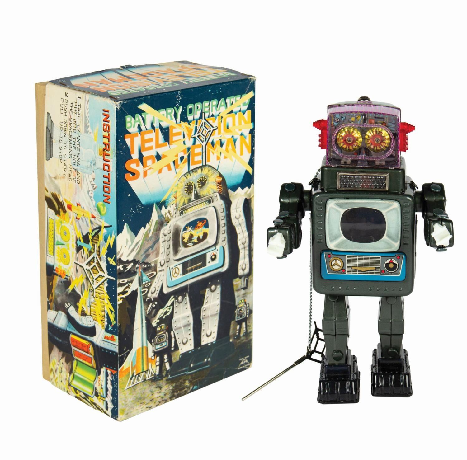 Television Spaceman Robot with Box.