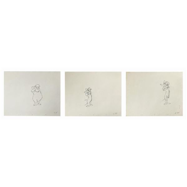 Set of (3) Peter Pan Production Drawings.