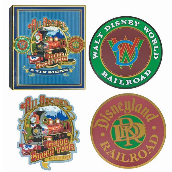 Set of (3) Disney Railroad Tin Signs.