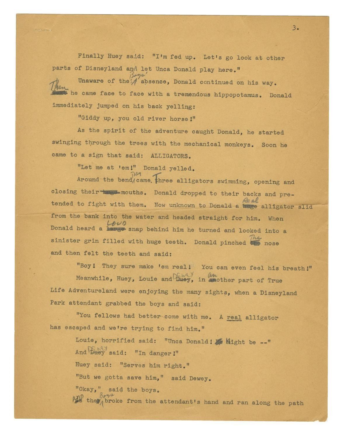 Pair of Unproduced Donald Duck Disneyland Scripts.