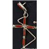 Image 2 : Zuni Sterling Petit Point Coral Cross Earrings
