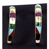 Image 2 : Zuni Sterling Inlay Hoop Earrings