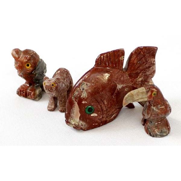 4 Peruvian Carved Stone Animals