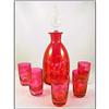 Image 1 : Old CRANBERRY Ruby FLASH Glass DECANTER Set C2C#2078824